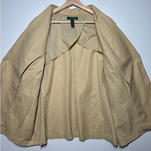 Lauren Ralph Lauren Cotton Linen Safari Blazer Jacket Sz 20W Tan Pockets Neutral - Picture 11 of 12
